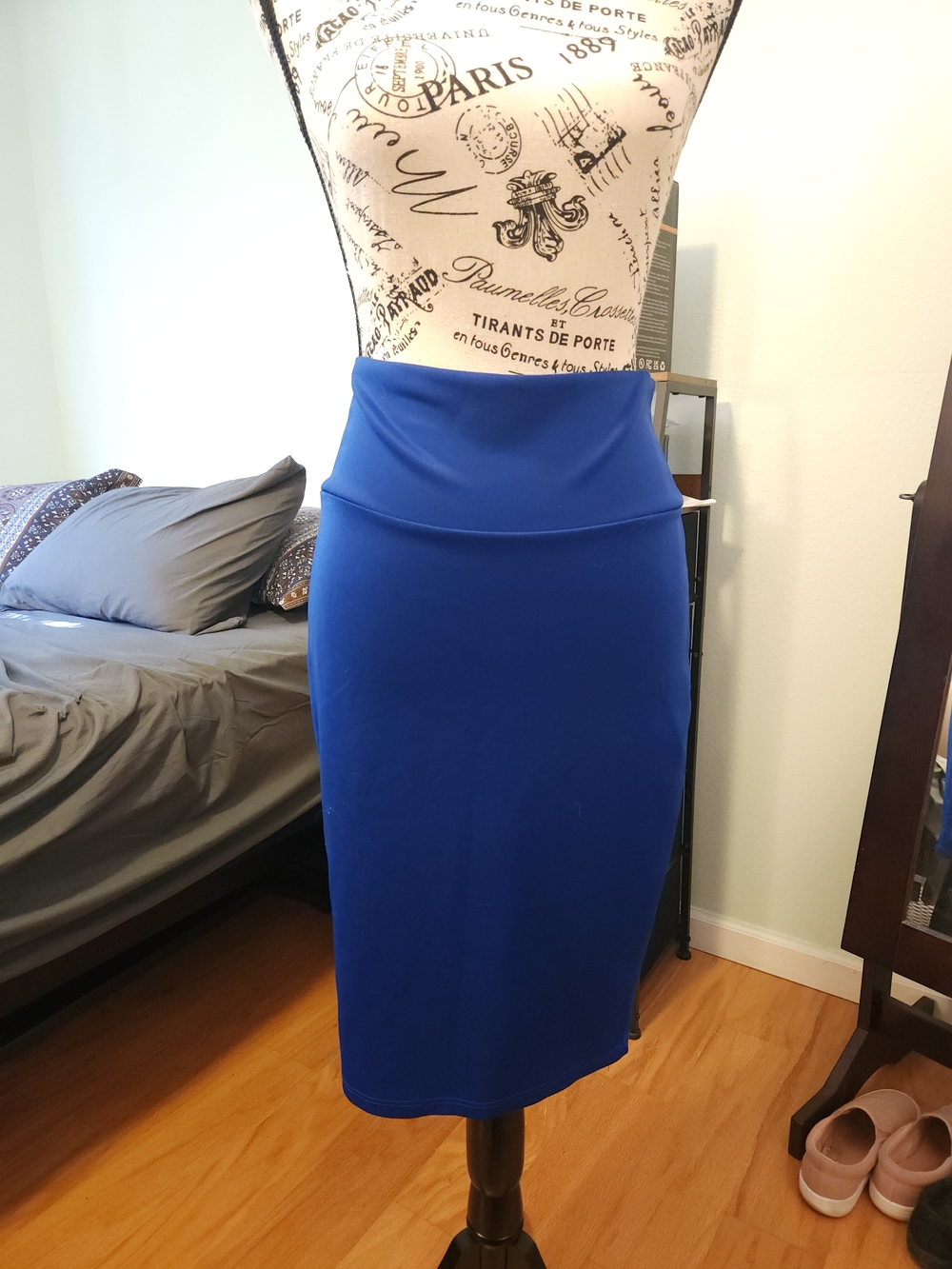 High-Waist Royal Blue Pencil Skirt